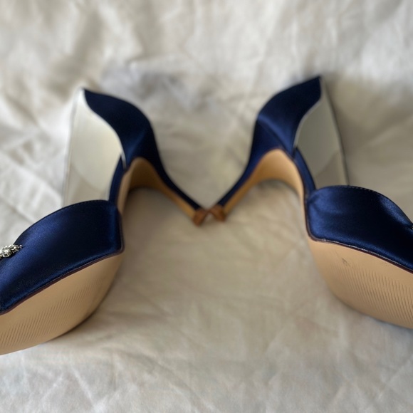 ElegantPark Navy Satin Rhinestone Glitter Bridal Wedding Pumps 3-1/4” Heel NWOT - Picture 7 of 9